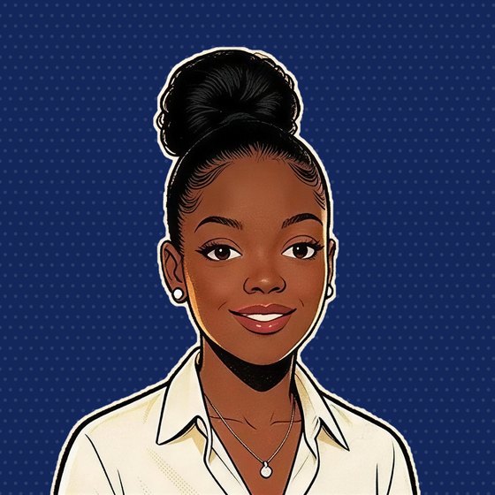 Portrait dessiné de Ludmila sur fond marine